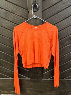 lululemon athletica Bright Orange Long Sleeve Cropped Tee